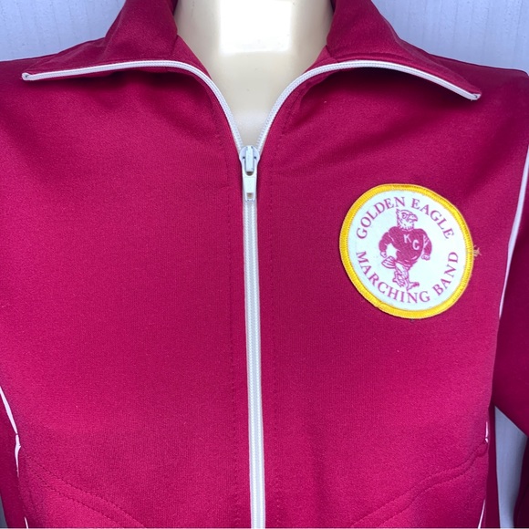 70s Nike Sportswear Burgundy High School Track Jacket Thick Retro Stripes - Picture 2 of 11